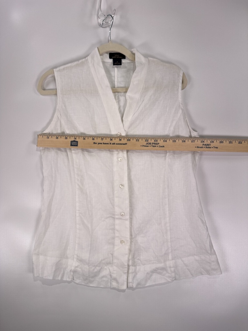 346 Brooks Brothers Sleeveless Button Down V-Neck Linen White Size 8 - Picture 7 of 7